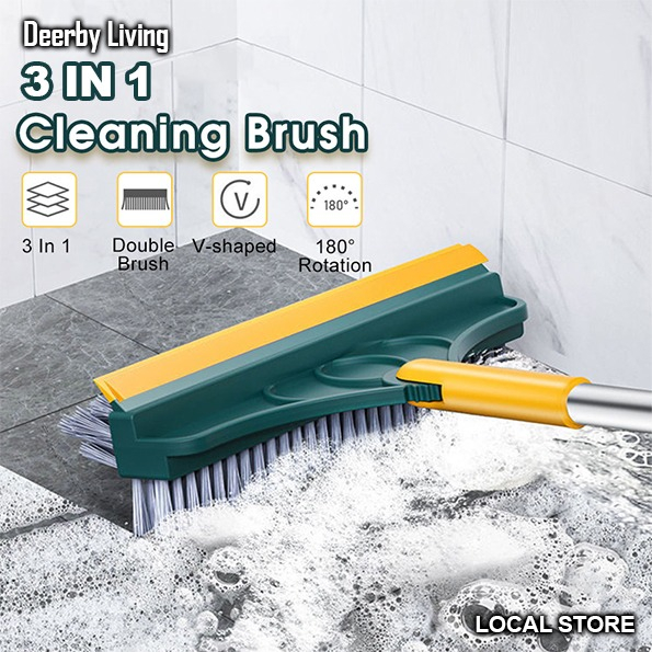 3 in 1 Brush Magic Broom Penyapu Lantai Floor Cleaning Brush Gap Scrub Brush Tile Kitchen Bathroom Toilet 刮刷三用多功能清洁地刷