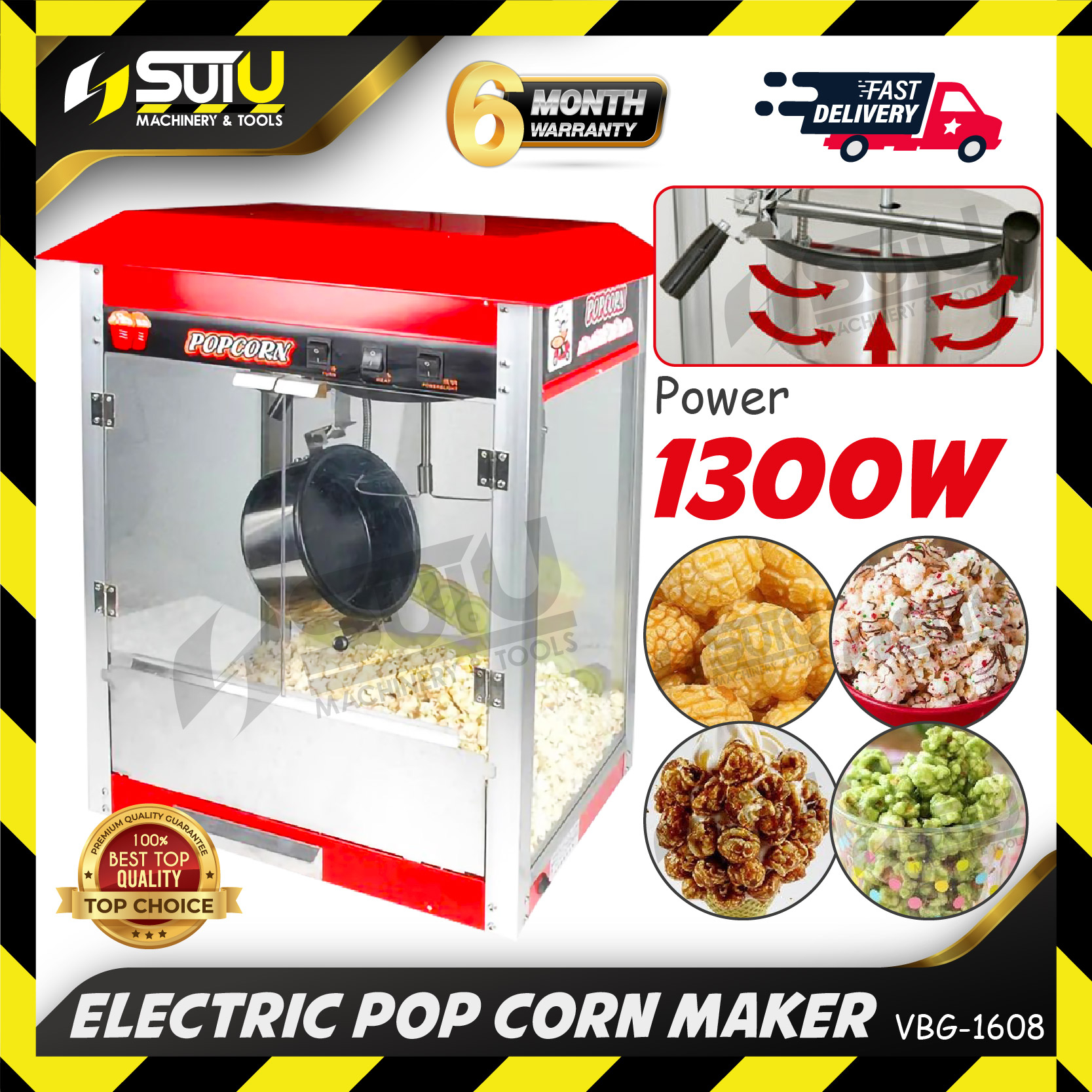 【ELECTRIC】VBG-1608 / VBG1608 Electric Popcorn Machine / Maker 1300W