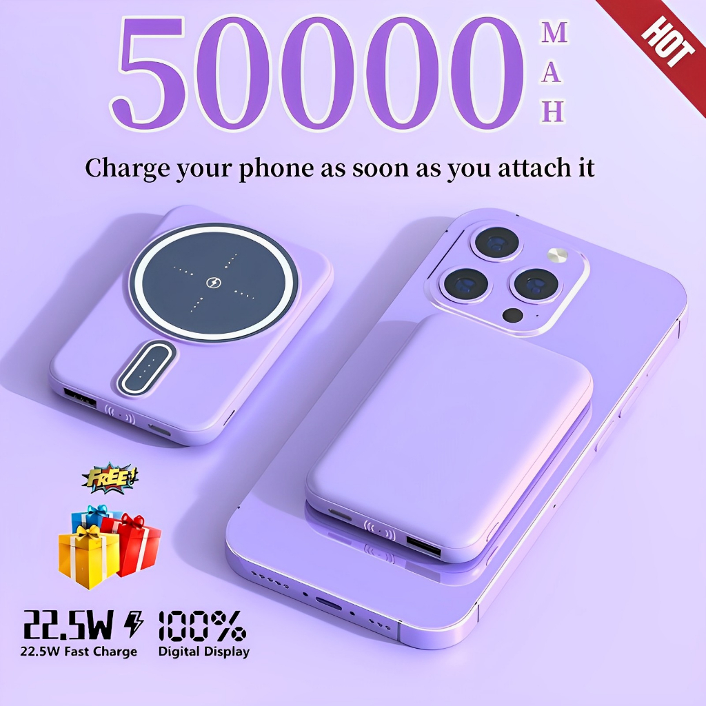 【buy 1 take 3】50000mAh mini magnetic power bank wireless power bank 3.0A safe power bank travel on plane wireless magnetic charging treasure