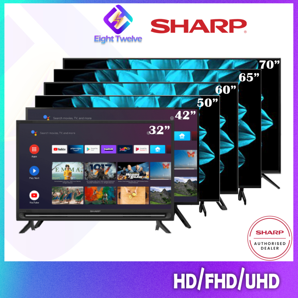 [FAST DELIVERY] Sharp 42"~75" AQUOS LED TV 4K Ultra HD Google TV | Android TV | Digital TV