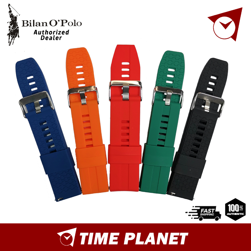 BilanO' Polo Collection Black / Dark Blue / Red / Orange / Green Silicone Watch Strap