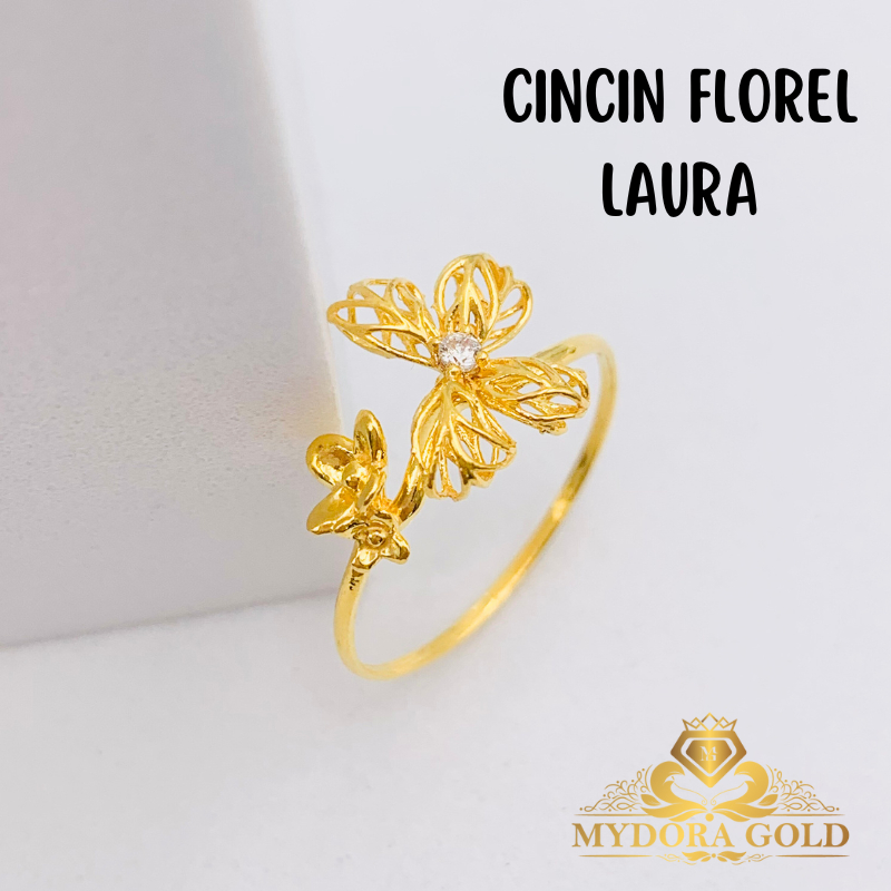 MydoraGold Cincin Fesyen Series | Cincin Florel Laura | Emas 916 [916 Gold Ring] Jewellery Ring