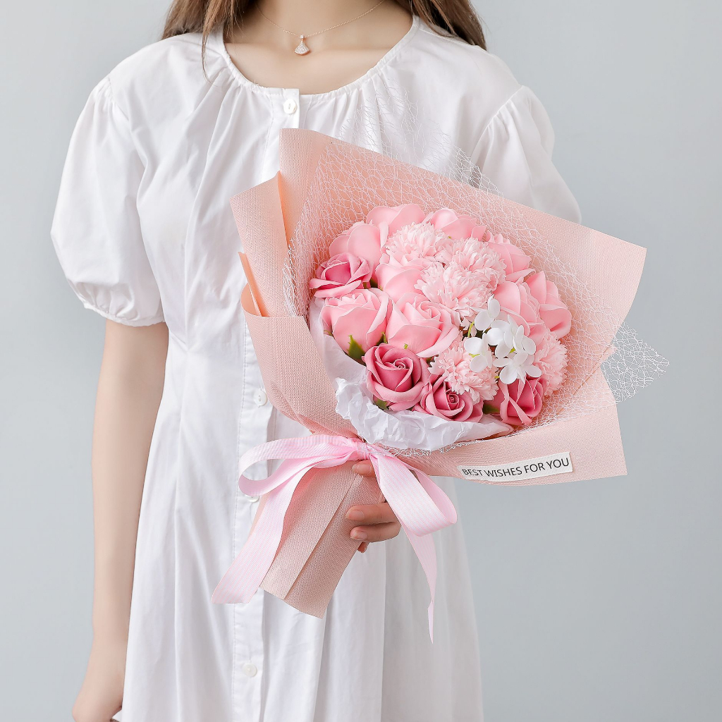 Soap Flower Roses Bouquet Light Gift Box Birthday Valentines Anniversary Wedding Farewell Bunga Sabun 香皂花束