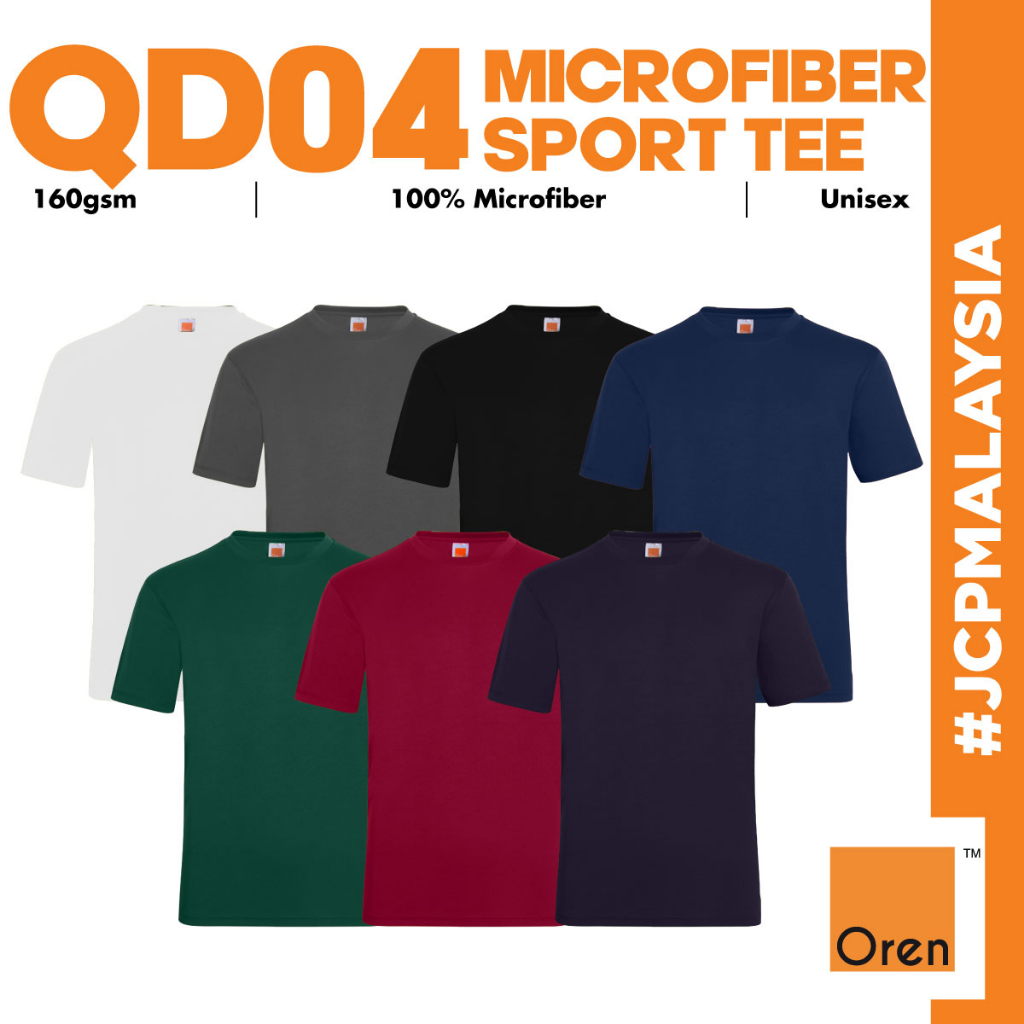 JCP x OREN SPORT QD04 Microfiber Quick Dry Jersey Round Neck Tshirt Unisex Baju Jersi Cool Fit T-Shirt Baju Sukan Boxy