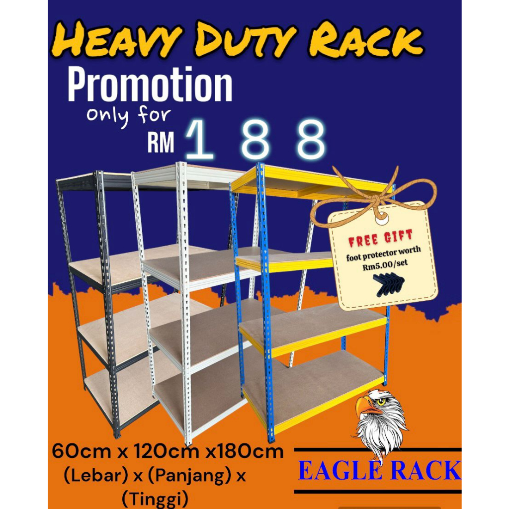 HEAVY DUTY RACK 60CMX120CMX180CM 4LEVEL 250KG PERLEVEL