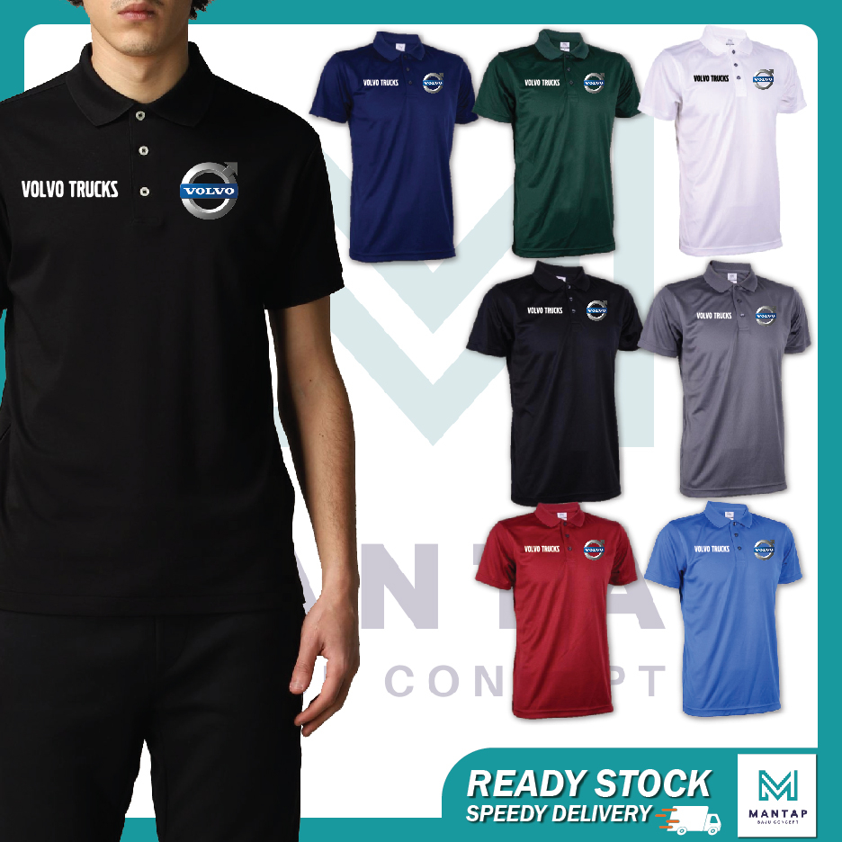 Microfiber Polo T-Shirt Volvo Truck Turbo Diesel Engine Haulage Container Baju Dry-Fit Casual Fashion