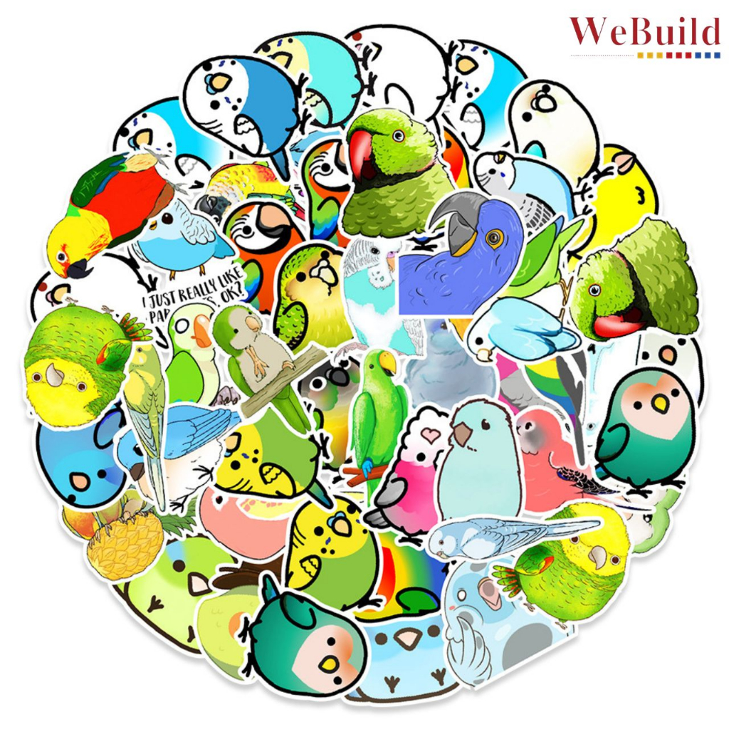 Bird Sticker 50pcs 小鸟贴纸50张 Cute Cartoon Animal Decorative Waterproof Sticker 动物 WeBuild