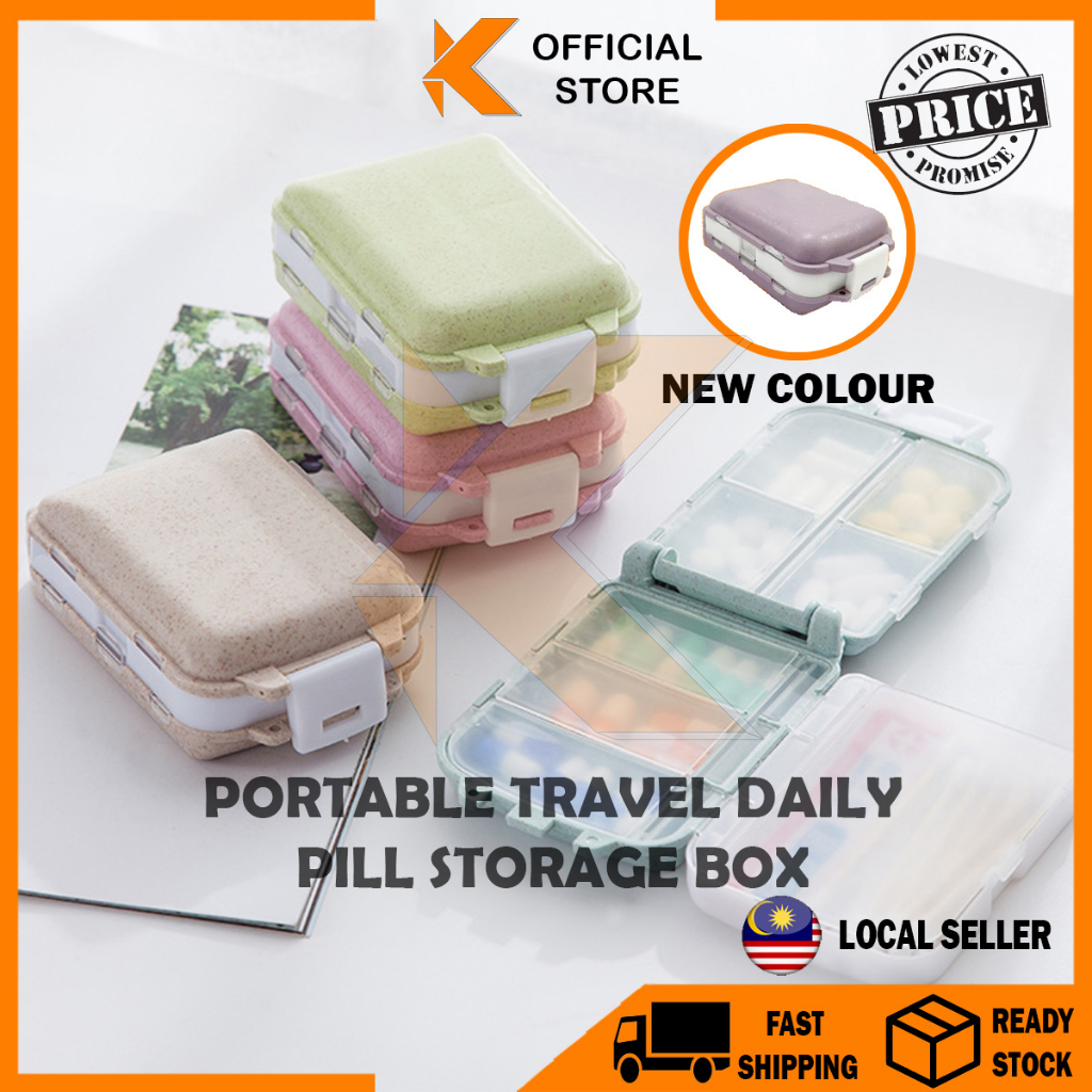 【K-Home】Mini Daily Medicine Pill Storage Box Brooch Jewelry Travel Pin Box Plastic Transparent Kerongsang Storage Box