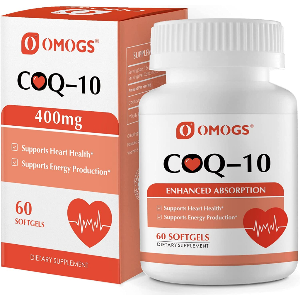 OMOGS CoQ10 400mg Softgels, Coenzyme Q10 High Absorption Supplements Support Heart Health