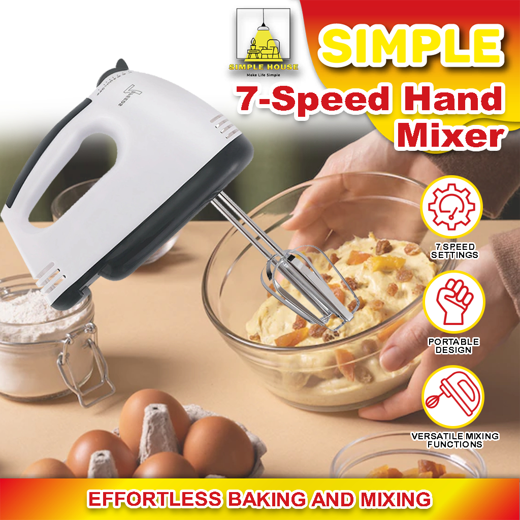 𝗦𝗜𝗠𝗣𝗟𝗘𝗛𝗢𝗨𝗦𝗘 [𝟳 SPEED] HAND MIXER Baking mixer egg beater  Portable Electric Egg Beater Blender / Tepung Pengadun Mesin