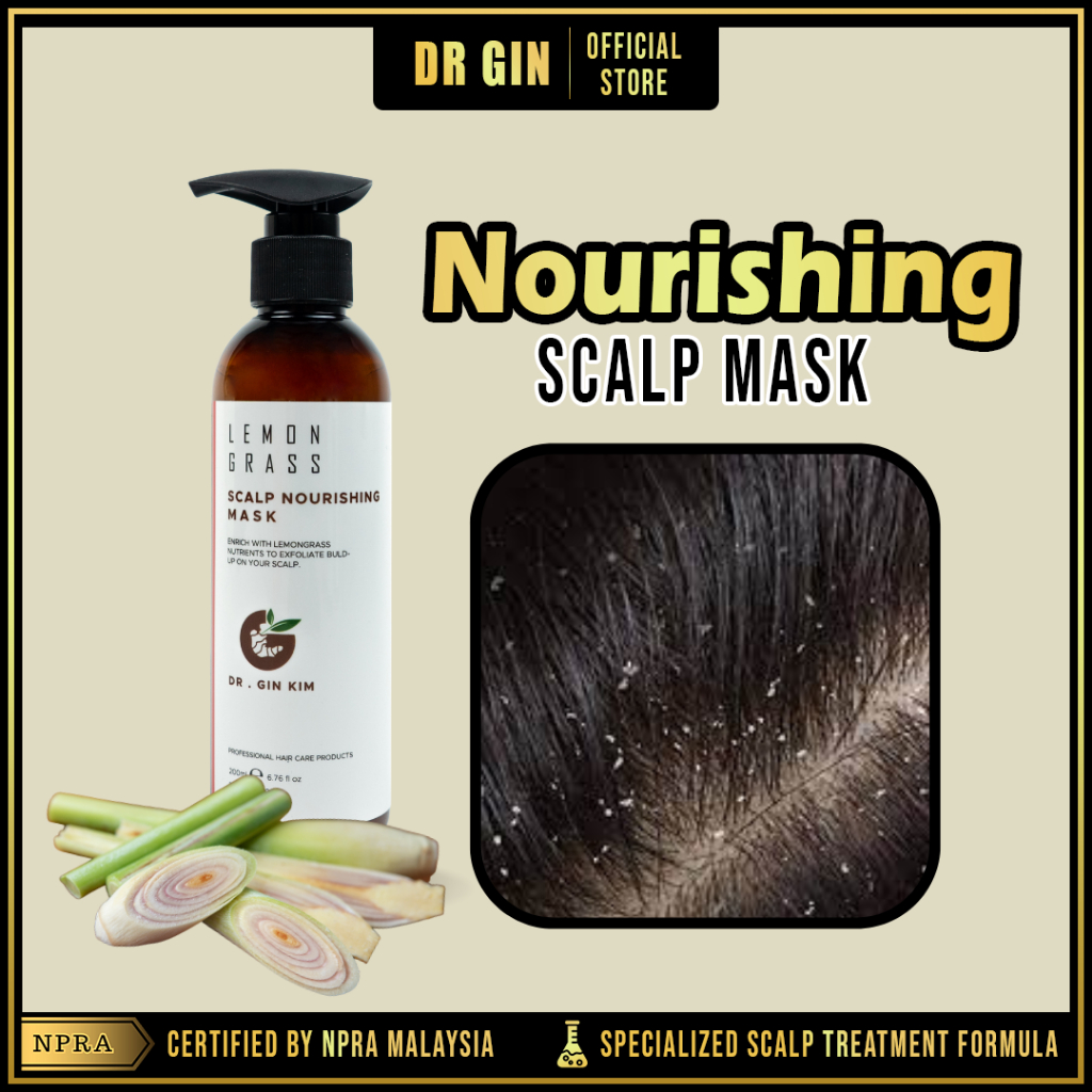 DR GIN【LEMONGRASS SCALP NOURISHING HAIRCARE MASK】HAIR CARE TREATMENT 200ml / MASK KULIT KEPALA/ 头皮护理面膜霜