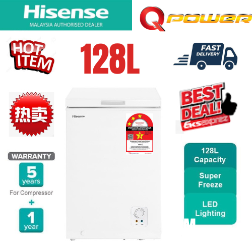 [3-STAR ENERGY SAVING] Hisense Chest Freezer Mini Deep Freezer (128L) FC125D4BWS