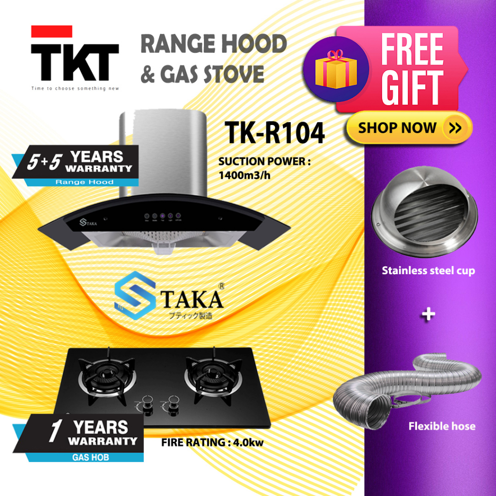 [Ready Stock] TK-R104 RANGE HOOD + COOKER HOOD Kitchen Hood Top Japan Import High Quality TKT Marketing