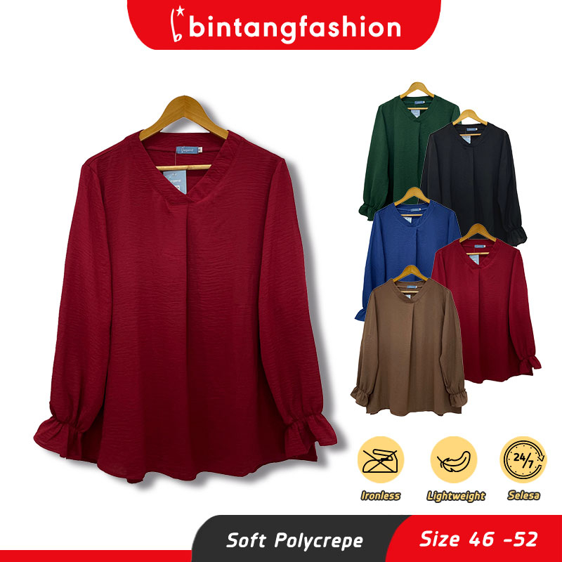 Bintang Fashion Blouse Labuh Muslimah Lengan Panjang Ironless Plus Size 46-52