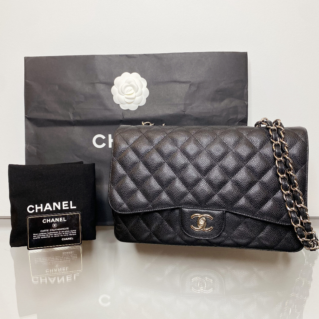 CHANEL Jumbo Large Classic Single Flap Bag in Black Caviar – SHW (13 Series)