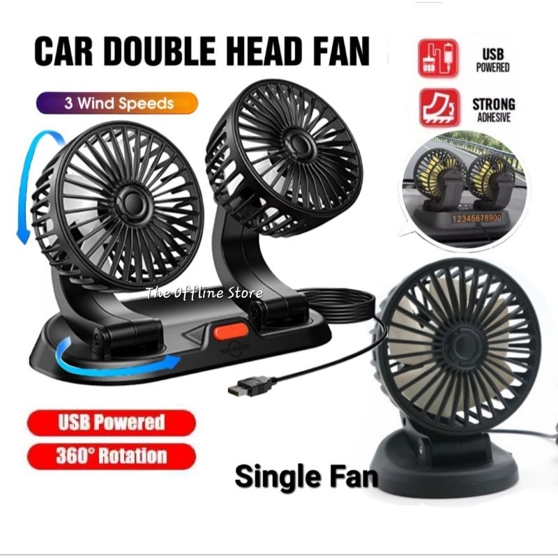 Portable Multiple Angles Usb Car Mini Fan Dual Head Car Fan Table Small Fan Destop Fan Camping Usb Fan Strong Wind