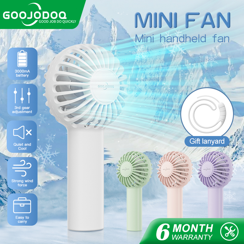 GOOJODOQ 3000mAh mini fan USB Portable Kipas Mini 3 Speed Powerful Handheld kipas Small Hand Fan
