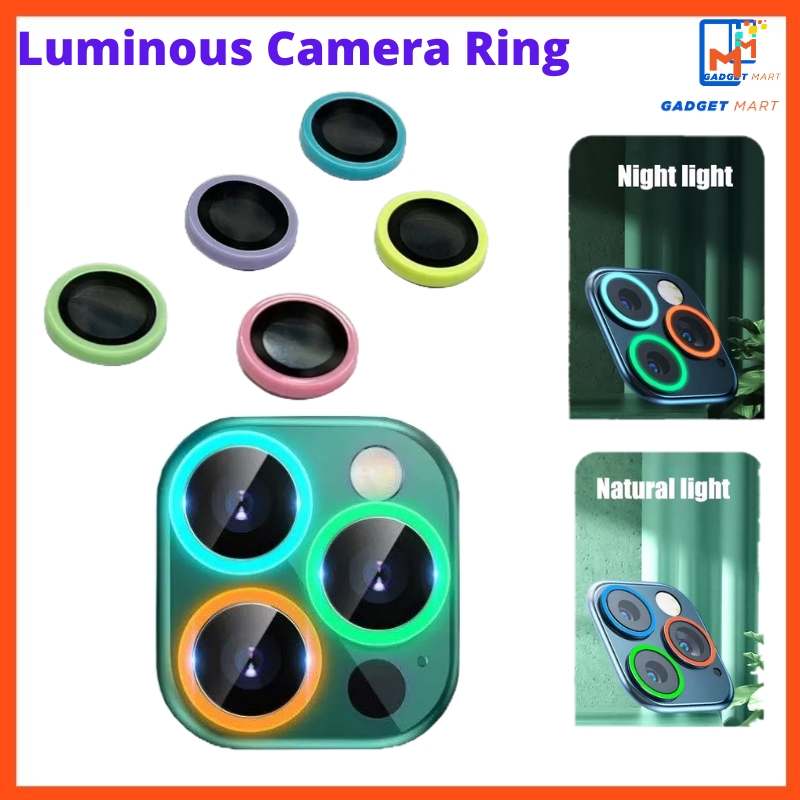 iPhone 16 15 14 13 12 11 Pro Max Plus Mini Luminous Lens Metal Ring Glass Full Cover Camera Lens Protectors