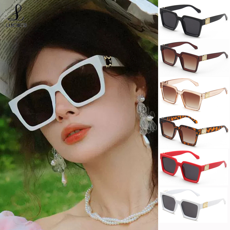 【Malaysia stock】Square Oversized Sunglasses Women Sun Glasses Ins Eyepiece Trendy Shades Female Eyewear Lucie1