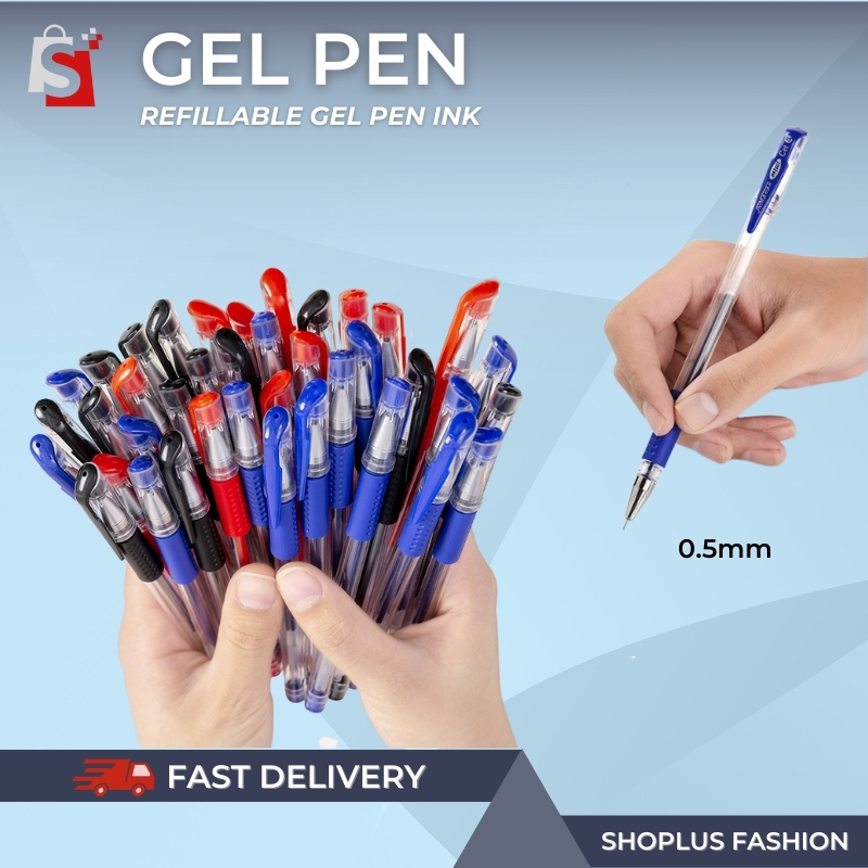 【SHOPLUS】Gel Pen Ballpoint pen refill Black Blue Red Gel Pen 0.5mm 中性笔 水笔 圆珠笔HL3001