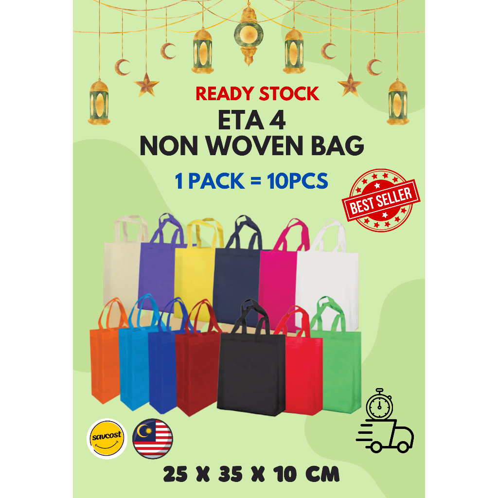 CHEAPEST in SHOPEE 1 PACK = 10 PCS / A4 Non Woven Bag / Shopping Woven Bag / Gift Bag / Tote Bag / Wedding Bag