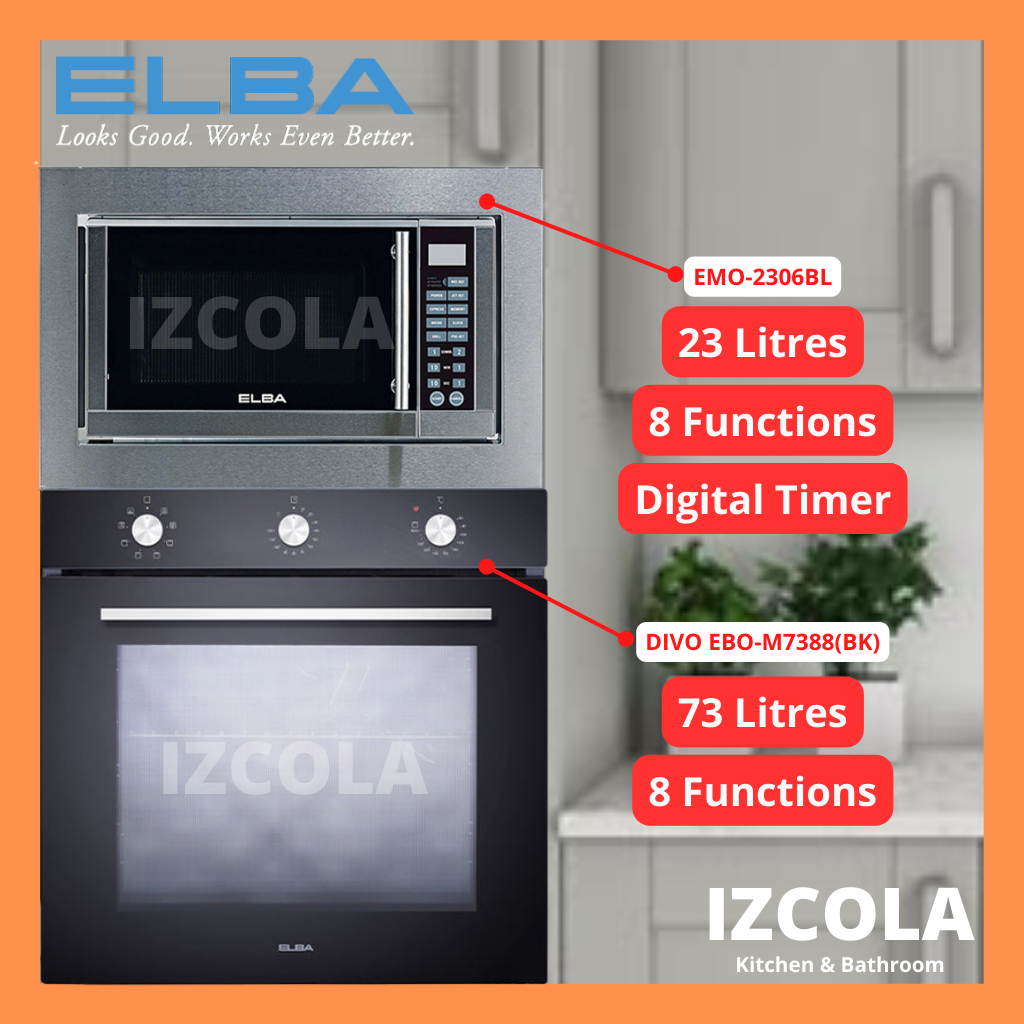 IZCOLA ELBA Built-In Microwave Oven EMO-2306BI 23 Litres / Built-In Oven DIVO EBO-M7388(BK) DIVO EBO-N6770(BK)