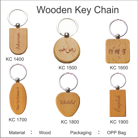Personalized Customized Name Key Chain Wooden / Laser Engraving (2 Side) Keychain Kunci Rantai