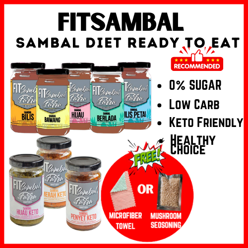 Fitsambal, Sambal Sihat, Sambal Diet (Fitmealsambal By Farra) Eat Clean Low Carb Low Calorie Atkins Keto Penyet Berlada