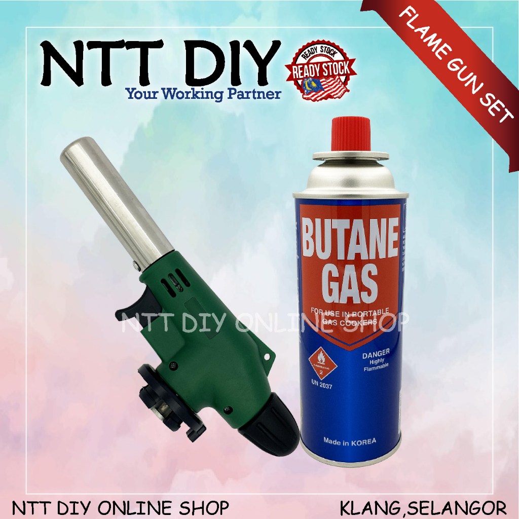 NTT DIY Portable Metal Flame Gun Butane Gas Torch Flaming Thrower Camping Welding Multipurpose Burning Fire Maker