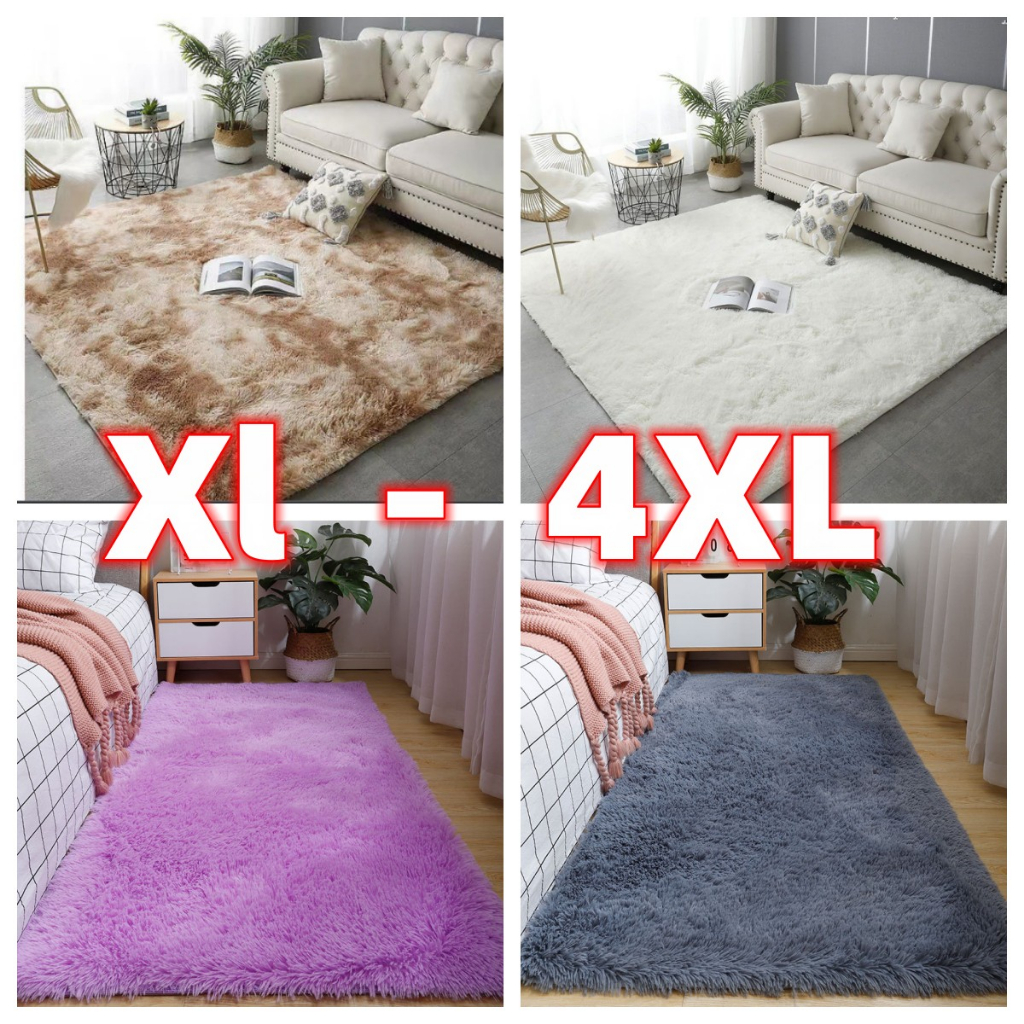 Shaggy Soft Fluffy Carpet Ruang Tamu Karpet Bulu tebal Murah Door Mat tatami Velvet Flooring KYK