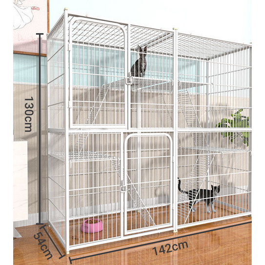 Sangkar Kucing Besar Murah 3 Tingkat 2 Level Cat Cage Big Size Large Platform Cat House Cat Villa White for Many Cats