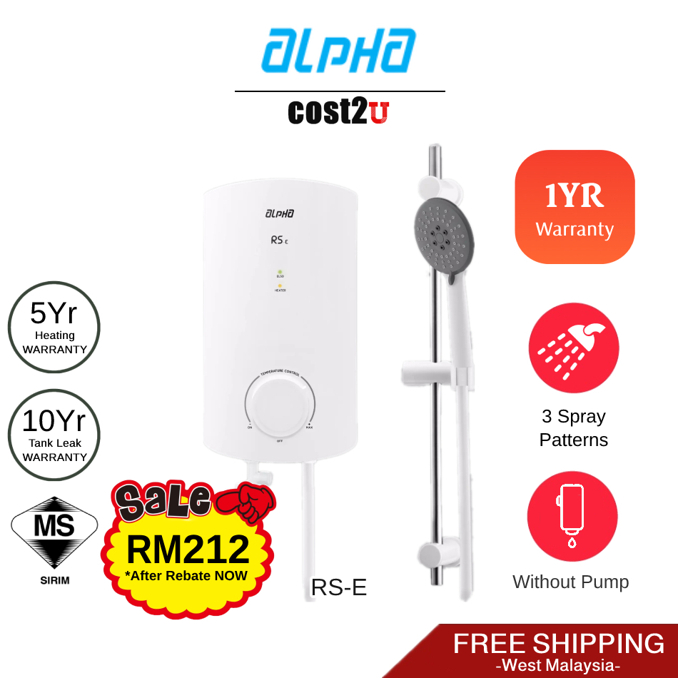 Free Shipping] Alpha RS E Instant Water Heater (Non Pump) RS-E SK Home  Shower Pempanas Air Mandi Instant Shower Heater | Shopee Malaysia