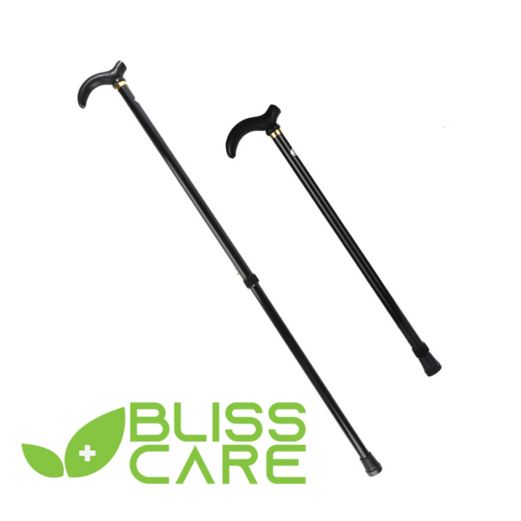 Mobility Elderly Care Crutch Medical Aid Height Adjustable Mobile Walker Cane (Black)