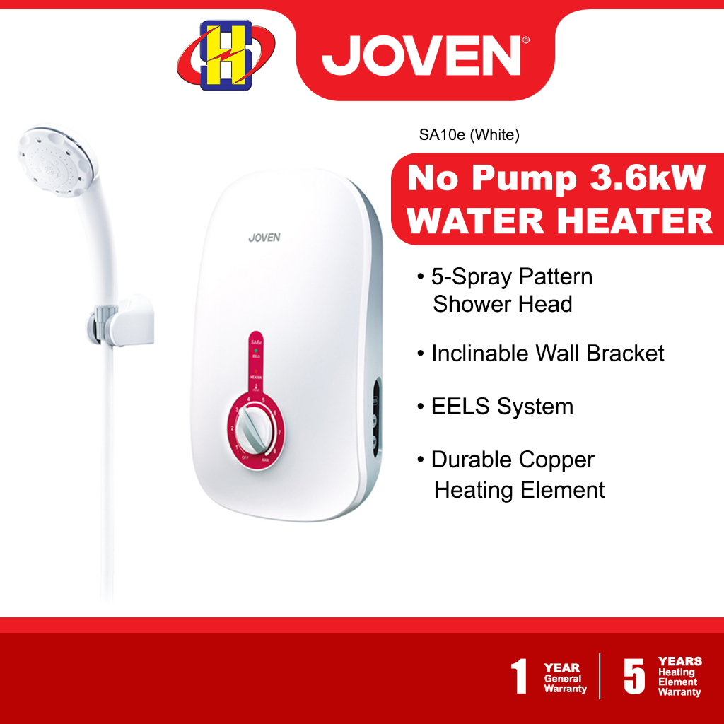 Joven Water Heater (Non-Pump) SA Series 5-Spray Pattern Showerhead Instant Water  Heater SA8e | Shopee Malaysia