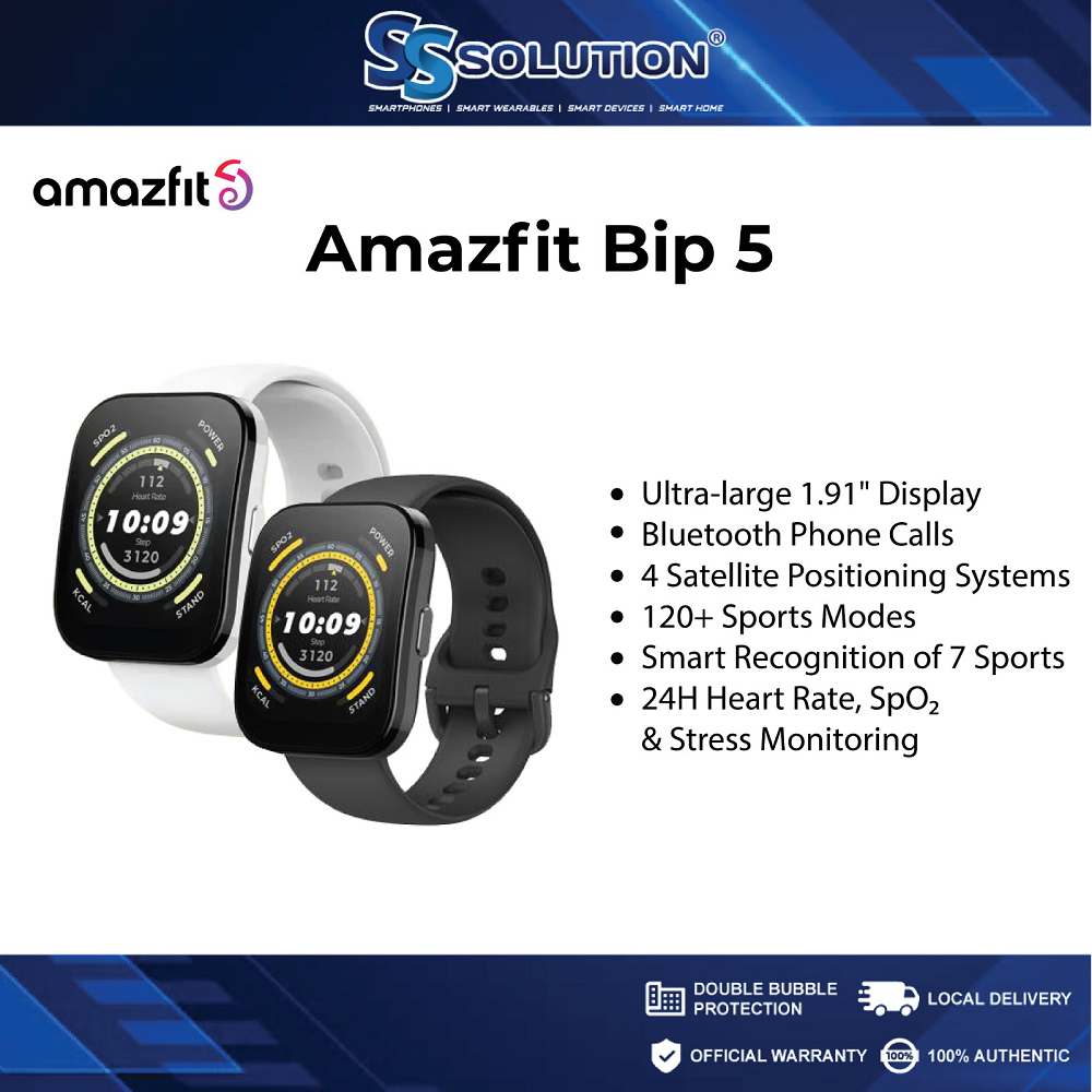 Amazfit Bip 5 l Ultra-big Screen Smartwatch l Bluetooth Phone Calls l 4 Satellite Positioning Systems l