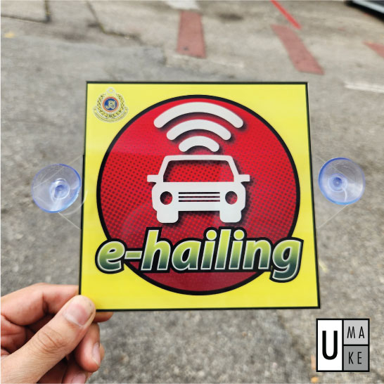 [1 set = 2 pcs] Acrylic E-hailing Sign with suction cup JPJ Standard Transparent Window Ehailing StickerMyCar Grab SPAD