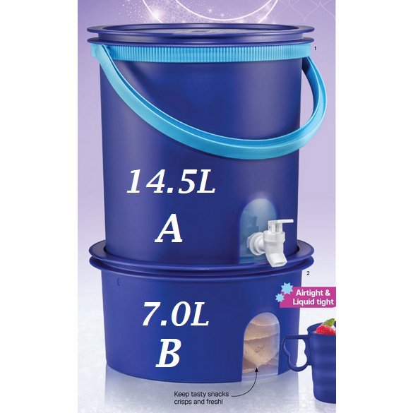 *1pc/2pcs*TUPPERWARE Water Dispenser 14.5L /Canister 7L Royale Blue