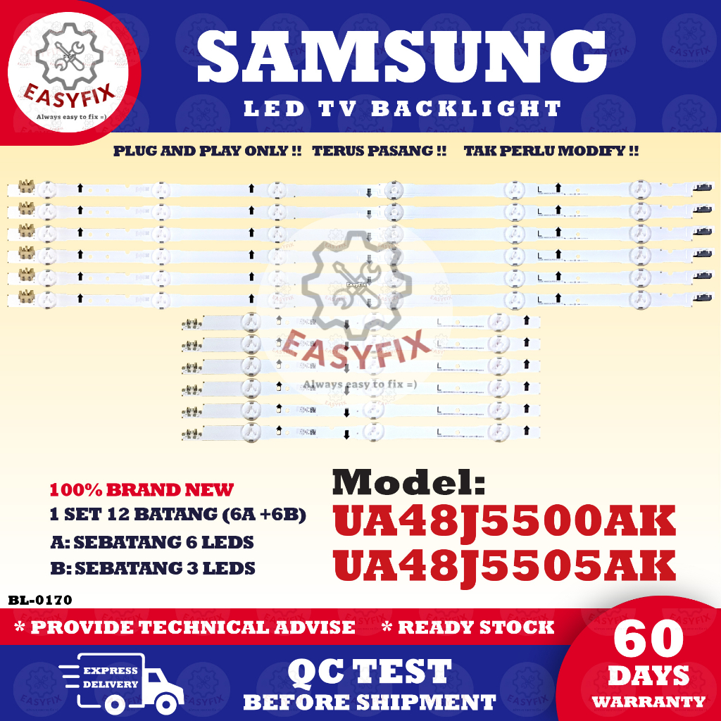 UA48J5500AK / UA48J5505AK /  LH48DMD SAMSUNG 48 INCH LED TV BACKLIGHT ( LAMPU TV ) UA48J5500 48J5500AK 48J5500
