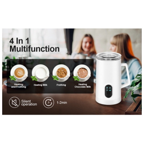 Automatic Electric Milk Frother Machine | Hot/Cold Latte Cappuccino Automatic Milk Warmer 350ml (3 pin Malaysia Plug)