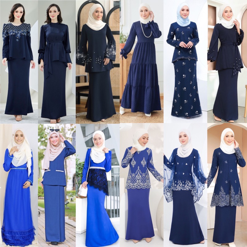 (S-XL) ROYAL BLUE / NAVY BLUE TEMA COLOR BAJU KURUNG DRESS MODERN WEDDING BRIDESMAID DINNER BAJU RAYA TUNANG NIKAH