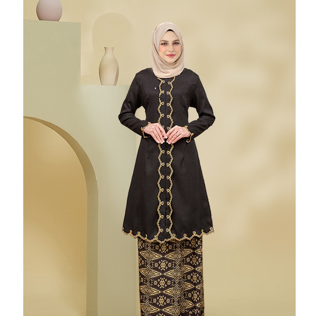 LA Sulam baju kurung hitam muslimah kebarung plus size baju nikah perempuan Nikah/Tunang bridesmaid baju raya 2023 BF