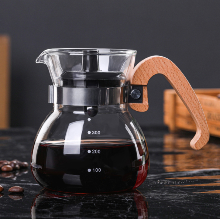 600ML Glass Coffee Sharing Pot Coffee Server Pour Out Decanter Home Brewing Cup Hand Made Coffee Maker Ice Drip Kettle