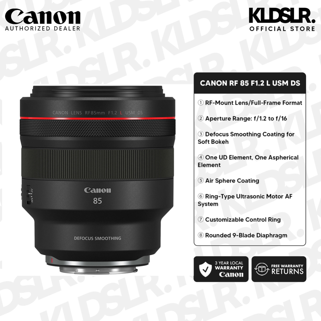 [READY STOCK] Canon RF 85mm F1.2 L USM DS Lens (Canon Malaysia Warranty)