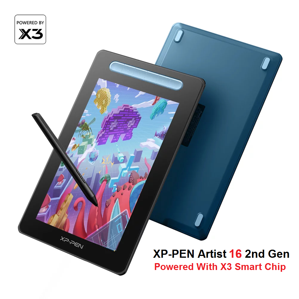 15.6" XP-PEN Artist 16 2nd Generation With X3 Smart Chip Stylus Display Graphics Tablet - XP-PEN Drawing Tablet