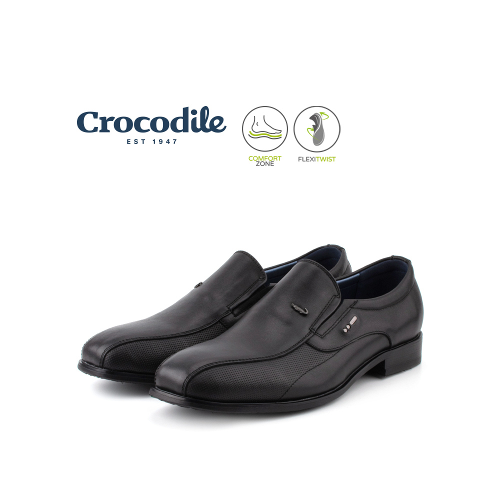 Crocodile Men's Cow Leather Business Shoes - Black 302211-NI2-1LF