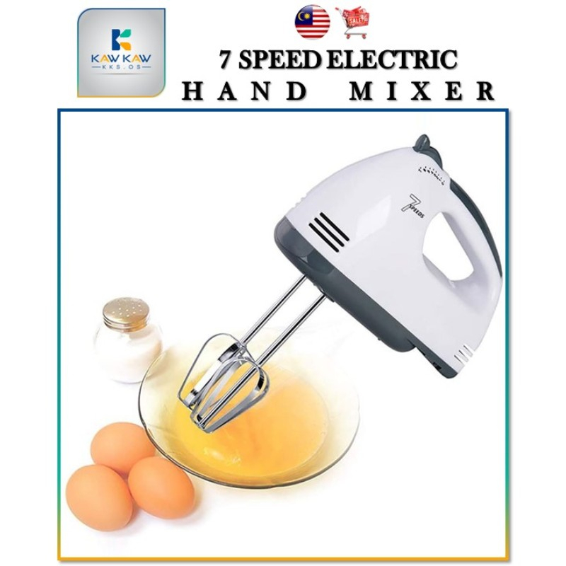 𝐊𝐊𝐒 𝟕 𝐒𝐩𝐞𝐞𝐝 𝐄𝐥𝐞𝐜𝐭𝐫𝐢𝐜 𝐏𝐨𝐫𝐭𝐚𝐛𝐥𝐞 𝐄𝐠𝐠 𝐁𝐞𝐚𝐭𝐞𝐫 🚚 Machine Hand Mixer Baking Cake Biscuit Stainless Steel Dough Flour Whisk