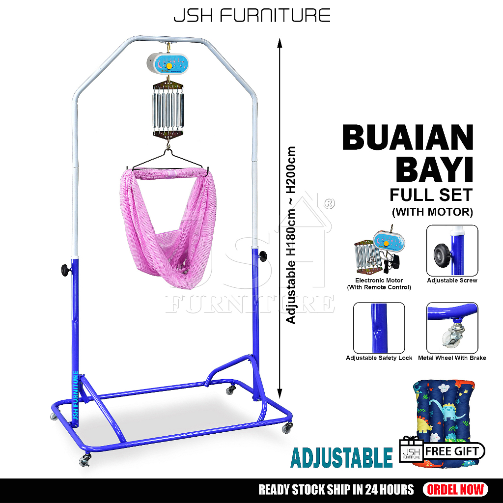 Baby Cradle Stand JSH SC3 - Baby Spring Cot Stand Wheel Buaian Bayi Swing Rangka Buai Baby Besi