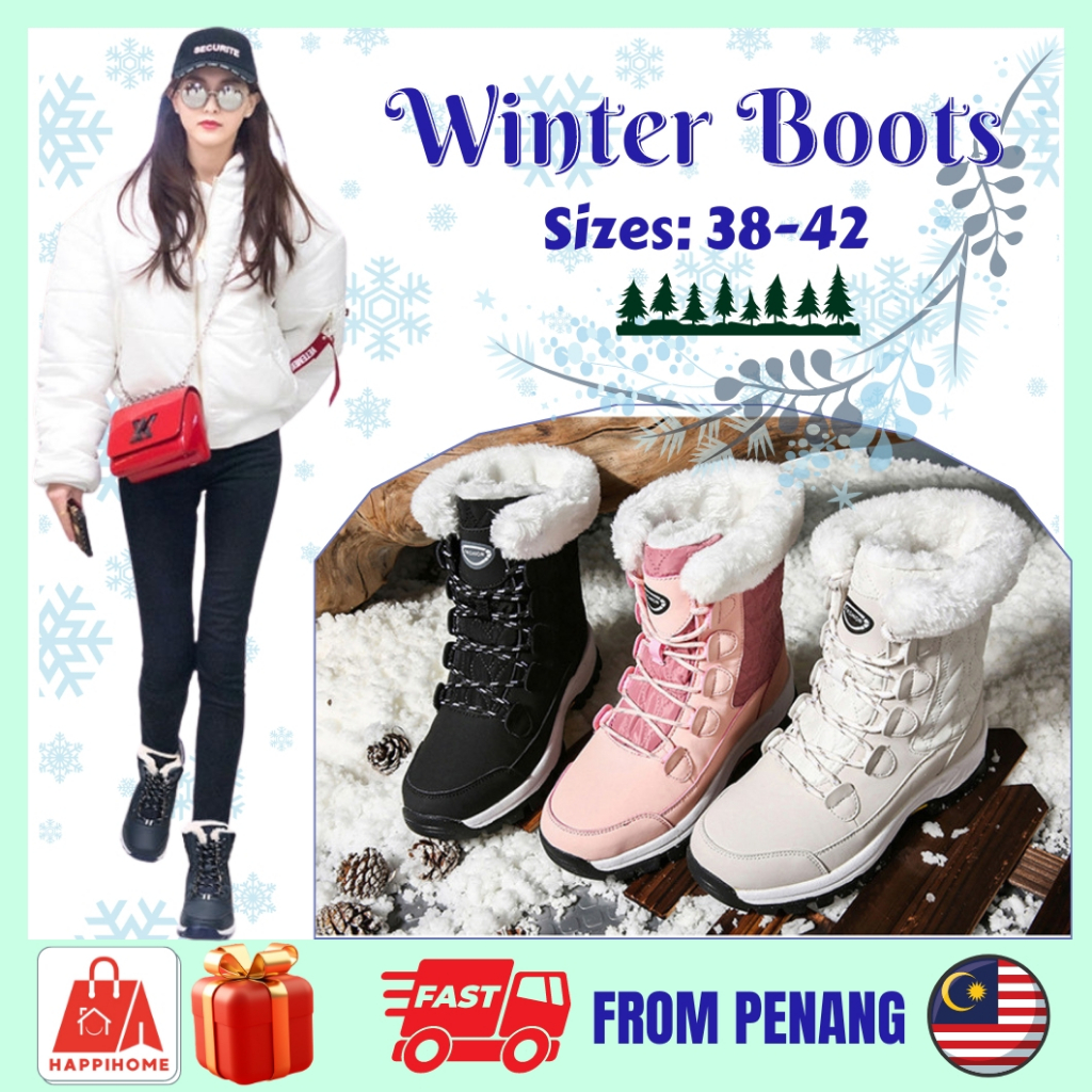 Waterproof Anti Slip Winter Boots Snow Proof Women Kasut Snow Travel Shoes Women Kasut Musim Sejuk Salji Perempuan 冬天鞋子