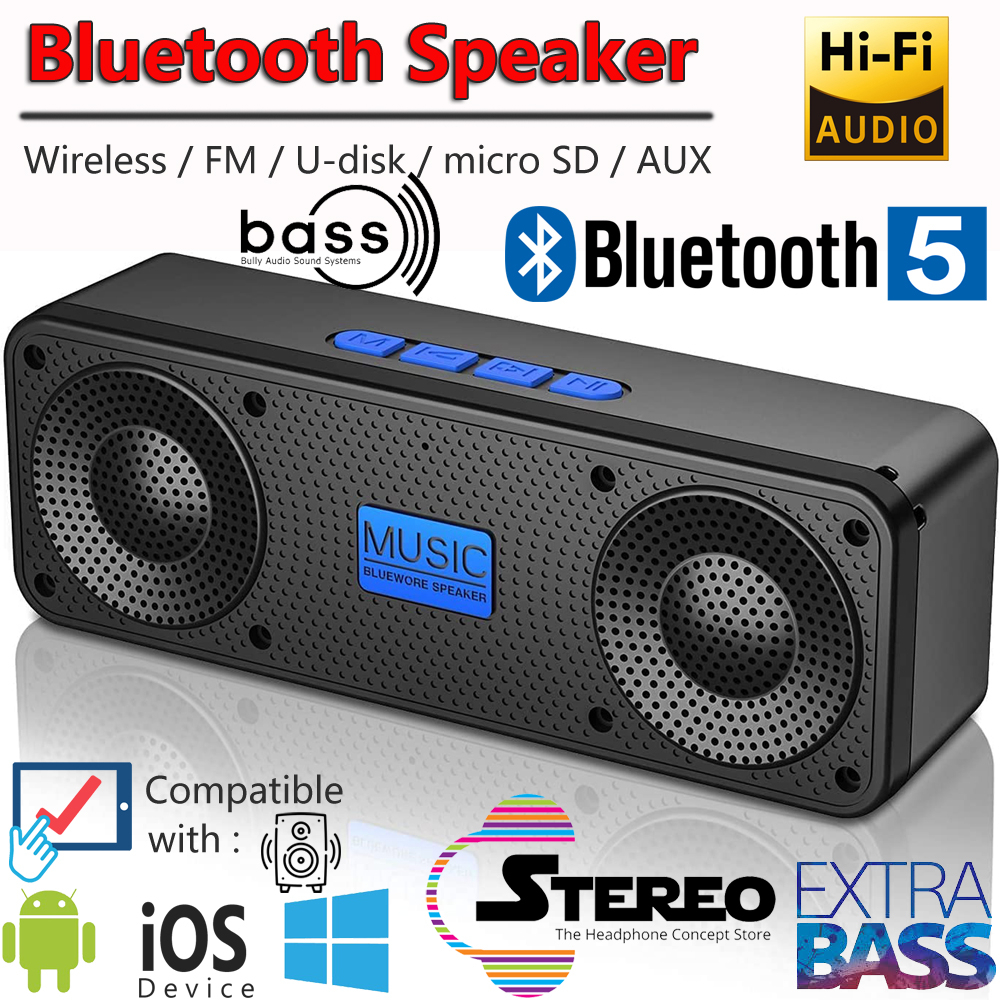 Wireless Bluetooth Speaker Portable Music HiFi 9D Stereo BASS Speaker Pembesar Suara Bluetooth Tanpa Wayar 蓝牙音箱 無線音響