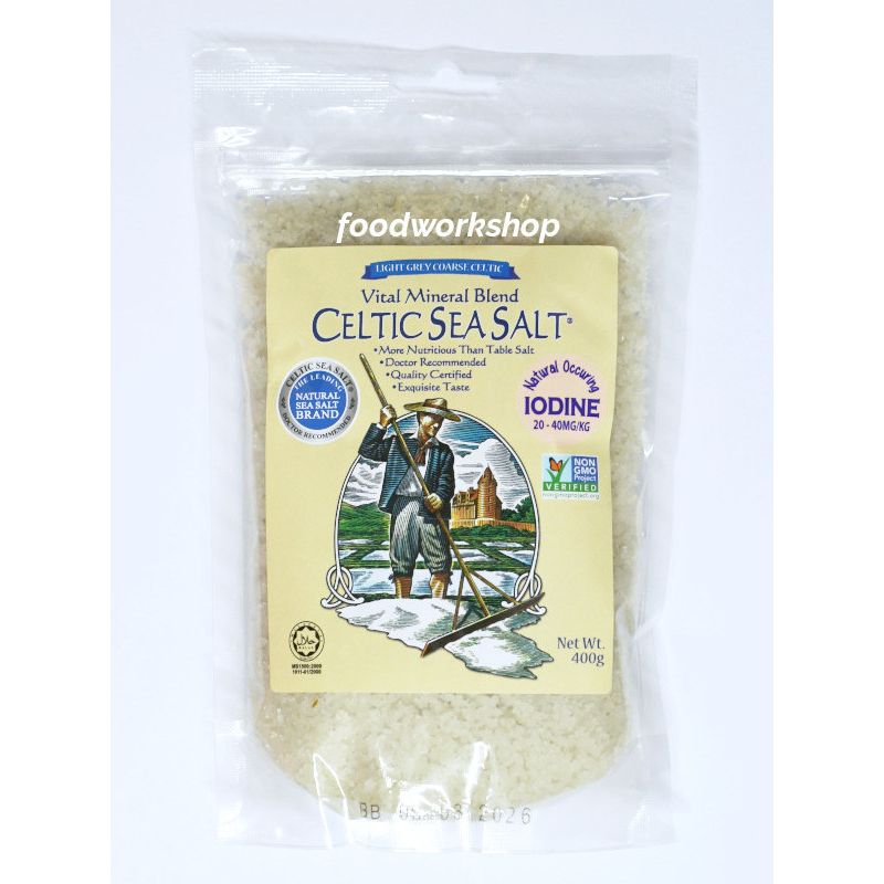 Celtic Sea Salt® Coarse Light Grey Radiant Non-GMO Garam Laut Kasar 400g Certified Halal Product Of France